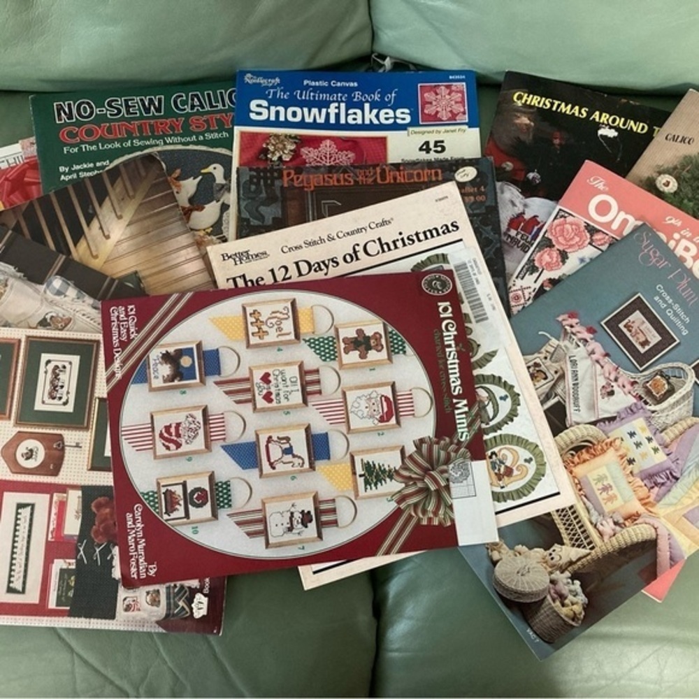12 Stitching, Embroidery Cross stitching & Quilting Pattern Books